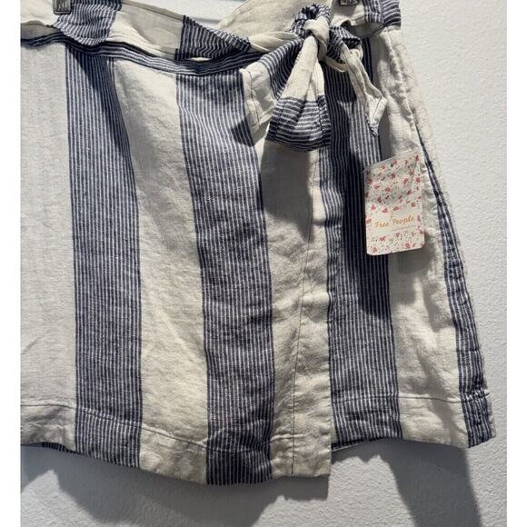 Free People Women’s Size 12 Striped Linen Wrap Skirt Coastal Boho Resort Beach - Picture 6 of 6